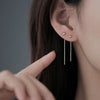 Dangle Earrings For Women Geometric Ball Long Tassel Chain Drop Silver Color Earring Minimalism Ear Line Kpop Jewelry - Image 1