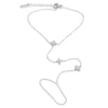 Stainless Steel Layered Pearl Flower Zirconia Back of Hand Chain Finger Bracelet Jewelry - Image 9