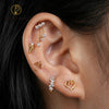 Titanium Baguette CZ Cluster Huggie Hoop Earring 16G Cartilage Helix Conch Clicker Ring Piercing Jewelry - Image 6