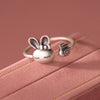 Retro Purse Rabbit Female Lovely Sweet Chinese Zodiac Animal Silver Opening Rings - Image 6