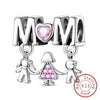 Silver Charm Bead Mother's Day Love Heart Family Charm Bead Pendant Fits Bracelet Womens Jewelry Gifts - Image 14