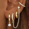 4PC Chain Huggie Earring Set For Women Flower Tragus Hoop Earrings Bulk Cartilage Piercing Helix Jewelry Lobe Earing Lot - Image 12