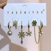6pcs Pendant Earring Set Star Flower Butterfly and Simple Hoop Earrings Jewelry Gold Plated Accessory - Image 11