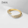 Zakol Korea Multilayer Zircon Engagement Open Rings for Women Water Drop Party Jewelry - Image 9