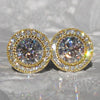 Round Halo Cubic Zirconia Stud Earrings in Silver-Tone or Gold-Tone - Image 1