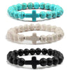 8mm Beads Religious Cross Bracelet for Women Men Natural Turquoise Stone Elastic Link Prayer Bracelet for Boy Girls - Image 5