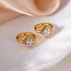 316L Stainless Steel Heart Water Drop Square Zircon Hoop Earrings For Women Men Personality Design Jewelry Gifts - Image 3