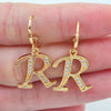 Gold Color Clear Zircon CZ Name Alphabet Initial Letter Dangle Earrings for Women - Image 9