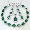 Water Drop Green Cubic Zirconia White CZ Silver Jewelry Sets For Women Wedding Earrings/Pendant/Necklace/Bracelet - Image 6