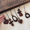 Vintage Irregular Hollow Wooden Heart Geometric Pendant Long Sweater Chain Necklace for Women Charms Jewelry - Image 3