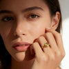 Style Sunburst Texture Signet Ring, Gold Plated Stainless Steel, Sizes 5 6 7 8, Minimalist Stackable Ring for Daily Wear - Image 3