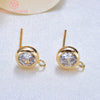 (2607) 4MM 6MM 7MM 8MM Gold Color Brass with Zircon Hooks Hole Round Stud Earrings Pins Jewellery Accessories Wholesales - Image 3