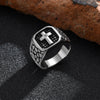 Stainless Steel Cross Rings For Men Silver Color Crack Zircon Rings Cross Signet Chunky Dainty Jewelry For Man - Image 1