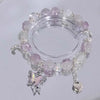 Korean Pink Crystal Flowers Butterfly Pendant Beaded Bracelet For Women Sweet Beaded Chain Bracelet Jewelry Gifts - Image 5