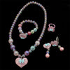 Five-Piece Beaded Jewelry Set with Heart and Flower Motifs - Image 5