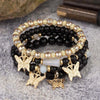 4Pcs Butterfly Beaded Bracelet Set For Women Pink Acrylic Beads Elastic Chain Bangle Female Bohemian Party Jewelry Gift - Image 8