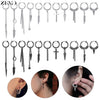 Zemo 1 PC Punk Stainless Steel Clip-on Earrings Long Tassel Pendant Earring Taper Cross Feather No-Pierced Fake Piercing 12/14MM - Image 1