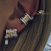 Gold Plating Geometric Bar Stud Earring Ear Clip Micro Pave Bling CZ For Women Unique Design Party Jewelry - Image 1