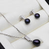 Freshwater Pearl Necklace and Earrings Set Woman, Silver Pearl Jewelry Set Mother's Day Gift White - Image 3