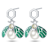 Silver Double stirrup Bee firefly zircon zircon Earrings for Women Jewelry Wedding Birthday mom Gift - Image 16