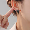 Antique Black Zircon Rose Flower Stud Earrings For Women Black Gold Color Water Drop Pendant Small Ear Studs Daily Party Jewelry - Image 3