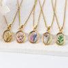 Stainless Steel Dried Flower Pendant Necklace For Women Irregular Round Geometric Clavicle Chain Wedding Jewelry Gift - Image 2
