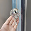 Retro Blue Crystal Big Waterdrop Pendant Brooch for Women Full of Rhinestone Brooch Pin Clothing Accessories Vintage Jewelry - Image 3