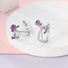 Colorful Cubic Zirconia Huggie Hoop Earrings in Flower Butterfly and Clover Designs - Image 2