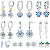 Women's Silver Snowflake Christmas Sparkling Zircon Winter Earrings Fit For Engagement Parties Jewelry - Image 1