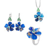 Buyee Silver Female Big Clip Earring Blue Enamel Flower Dangle Earring for Women Jewelry Earrings - Image 6