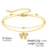 Heart Key Bowknot Charm Bracelet Stainless Steel Gold Color Double Layer Beads Chain Anklet Jewelry Gift - Image 11