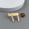 316L Stainless Steel Gold Plated Hebrew Chai Symbol Lapel Pin Minimal Letter Brooch Suit Collar Pin Jewelry Gift - Image 5