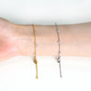 Stainless Steel Link Bracelet with Cubic Zirconia Charms in Gold-Tone or Silver-Tone - Image 2