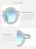 MODIAN 925 Sterling Silver Delicate Luxurt Oval Moonstone Party Finger Ring Shiny Rainbow Color Fine Jewlry For Women Gift