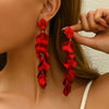 Flower Long Bohemian Drop Earrings for Women Red Petal Acrylic Tassel Hanging Earring Summer Jewelry Accessories - Image 3