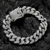 HipHop Men Women 13MM Prong Cuban Link Chain Bracelet Bling Iced Out 2 Row Rhinestone Paved Miami Rhombus Cuban Chain Jewelry - Image 1