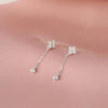 Silver Color Inlaid Zircon Clover Tassel Earrings For Women Delicate Chain Pendant Earring Party Jewelry Accessories Gifts - Image 1