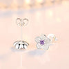 Silver Crystal Jewelry Flower Stud Earrings For Women Lady - Image 5