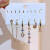 6pcs Pendant Earring Set Star Flower Butterfly and Simple Hoop Earrings Jewelry Gold Plated Accessory - Image 20