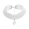 Layered Bead Choker Necklace with Baroque Pearl Look Pendant - Image 7
