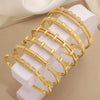 Greatera Light Style Cubic Zircon Filled Cuff Bracelet Simple Ring Cluster Weave Pattern Mechanical Interlocking Bangle - Image 6