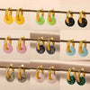 Stone Drop Earrings for Women Stainless Steel Gold Color Opal Round Earrings Wedding Christmas Jewerly Gift - Image 5