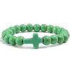8mm Beads Religious Cross Bracelet for Women Men Natural Turquoise Stone Elastic Link Prayer Bracelet for Boy Girls - Image 8