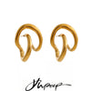Stainless Steel Twisted Geometric Hollow Stud Earrings Prevent Allergy Individualistic Stylish Unique Jewelry - Image 1
