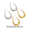 Hollow Pear-Shaped Stainless Steel Hoop Earrings in Silver-Tone or Gold-Tone - Image 1
