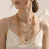Creative Multipile Layers Square Pearl Necklace Gold Plated Stainless Steel Women Party Statement Jewerly - Image 2