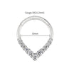 Teardrop Cubic Zirconia Hinged Septum Hoop with 16G Gauge - Image 9