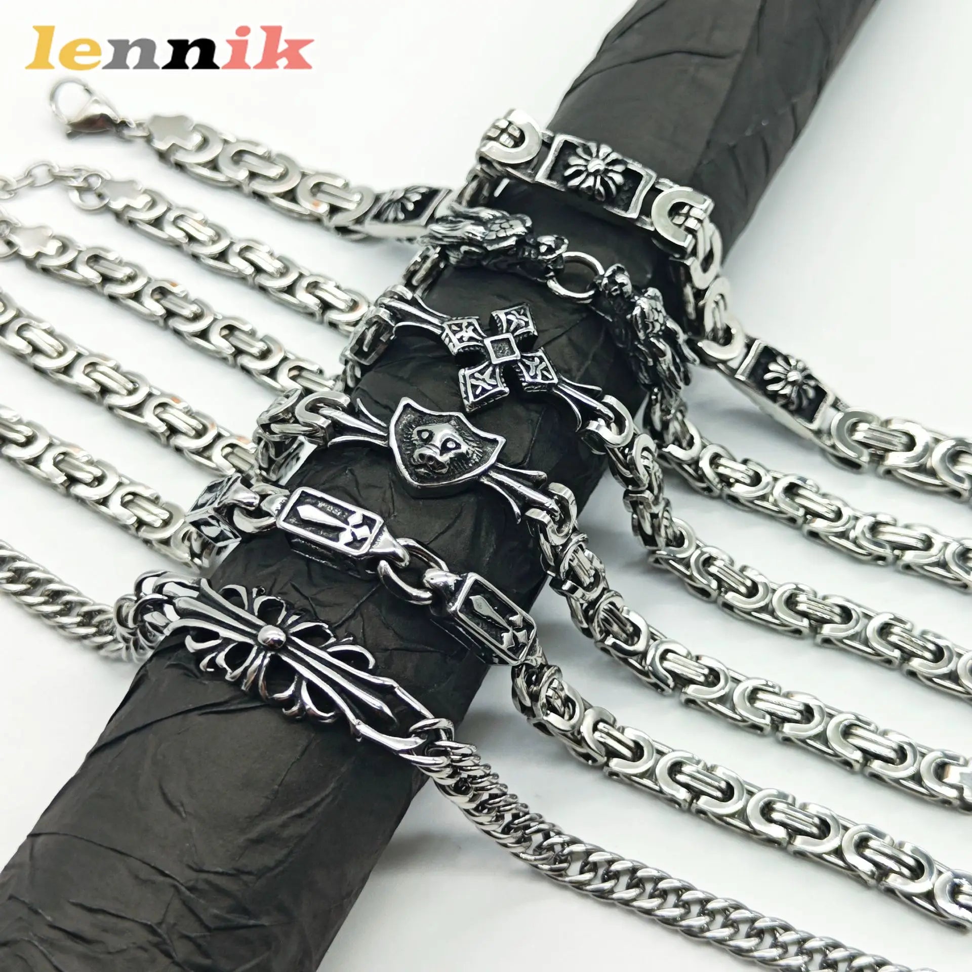 Lennik Stainless Steel Bracelet for Men, Fadeless, Minimalist Retro, Hip-hop Vibe, Versatile Accessory, Stylish Jewelry - Image 1