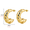 Punk Gold Plated Stainless Steel C Shape Croissant Chunky Hoop Earrings for Women Twisted Polished Circle Huggie Ear Jewelry - Image 9