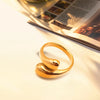 Double Opening Ring Glossy Feather Design Ring Stainless Steel Women's Jewelry - Image 5